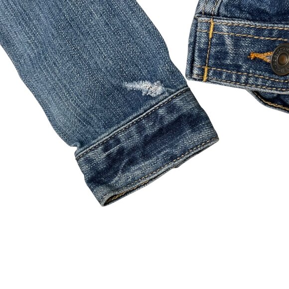 Abercrombie & Fitch Girls Denim Trucker Jacket Youth Large Blue Medium Wash - Picture 12 of 15